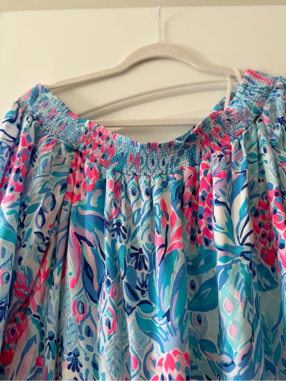Lilly Pulitzer Long Sleeve Abstract Floral Tunic — Pink, Navy, Light Gray. - Picture 5 of 7